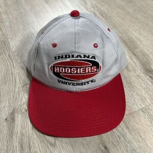 Vintage Indiana Hoosiers Hat Snapback NCAA‎ College Youngan Gray Red Cap